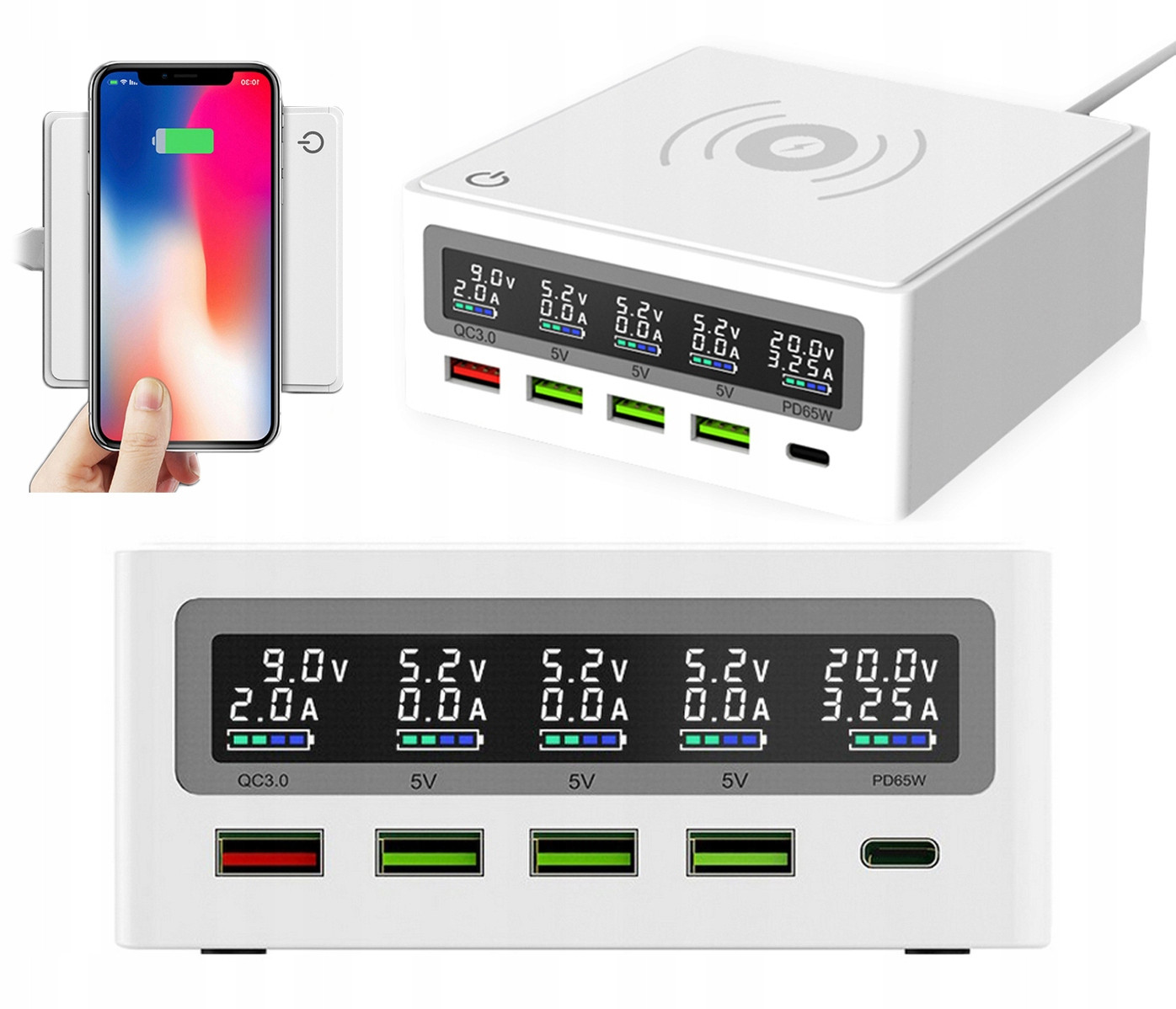 Rychlá Bezdrátová Nabíječka Napájecí Adaptér 130W Usb C