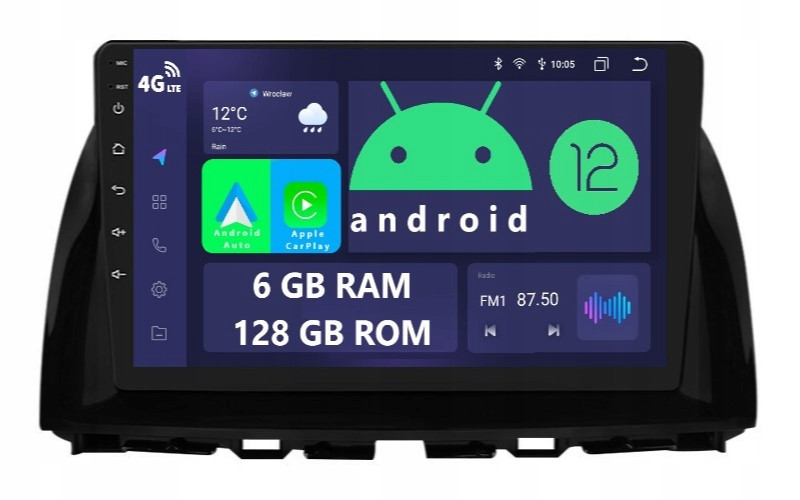 Navigace Rádio 2DIN Android Mazda CX5 1 A 6/128 Gb Dsp Carplay Lte