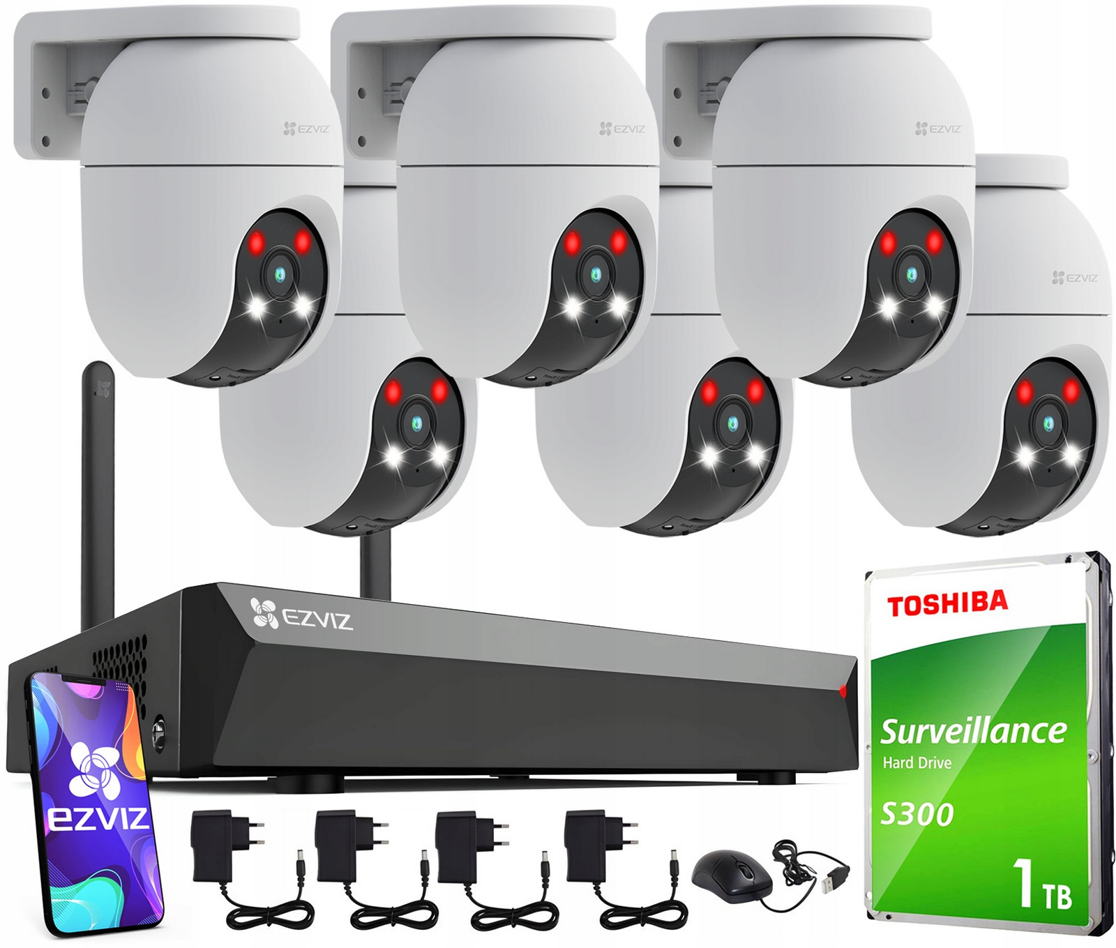 WiFi monitorovací sada Ezviz 6x C8C 2K+ 4MP Detekce Záznamník 8 Kanálů