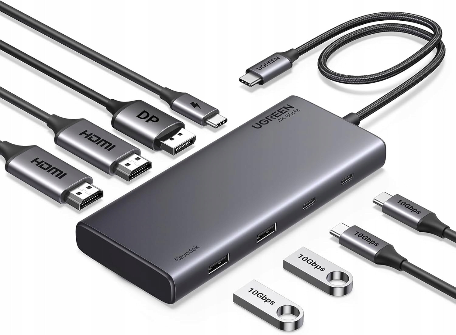 Ugreen Revodok Pro 308 Dokovací stanice 2xHDMI Dp 2xUSB 3xUSB-C Pd 100W