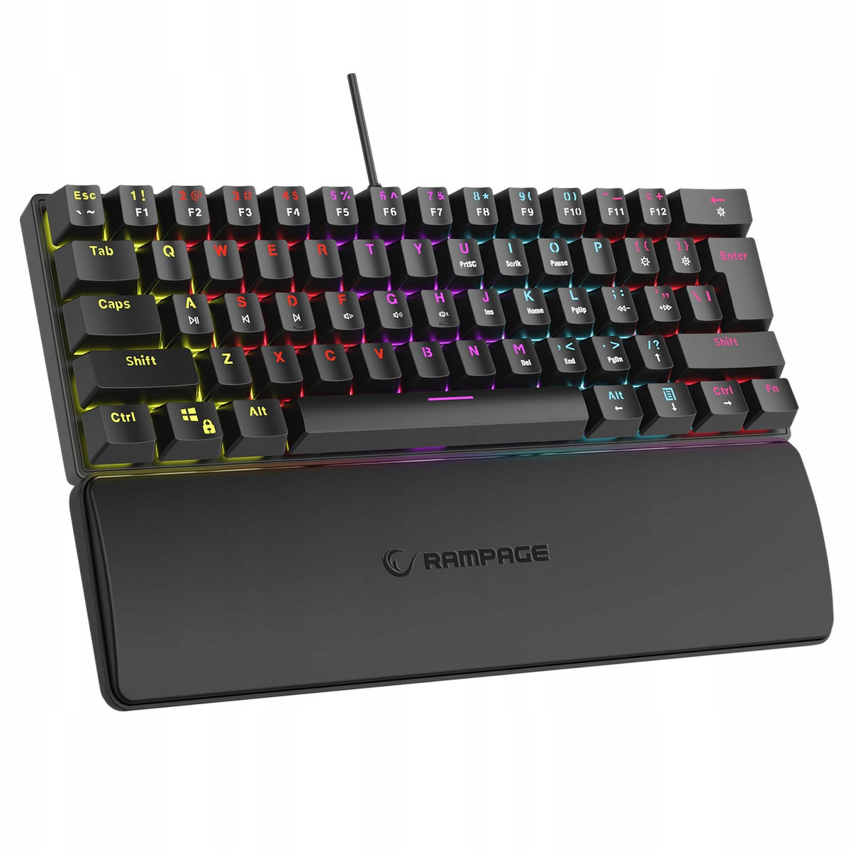 Drátová mechanická klávesnice Rampage Plower K60 Rgb Blue se stojanem