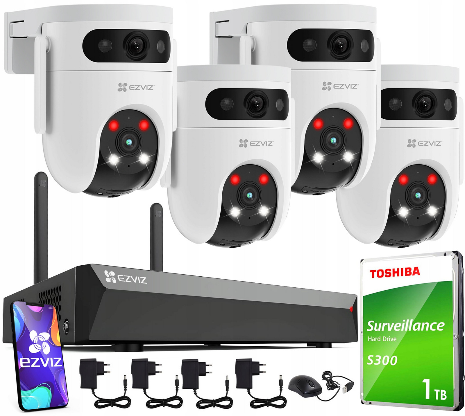 WiFi monitorovací set Ezviz 4 6Mpx kamery (3MP+3MP) 360° rotace Nvr 8CH