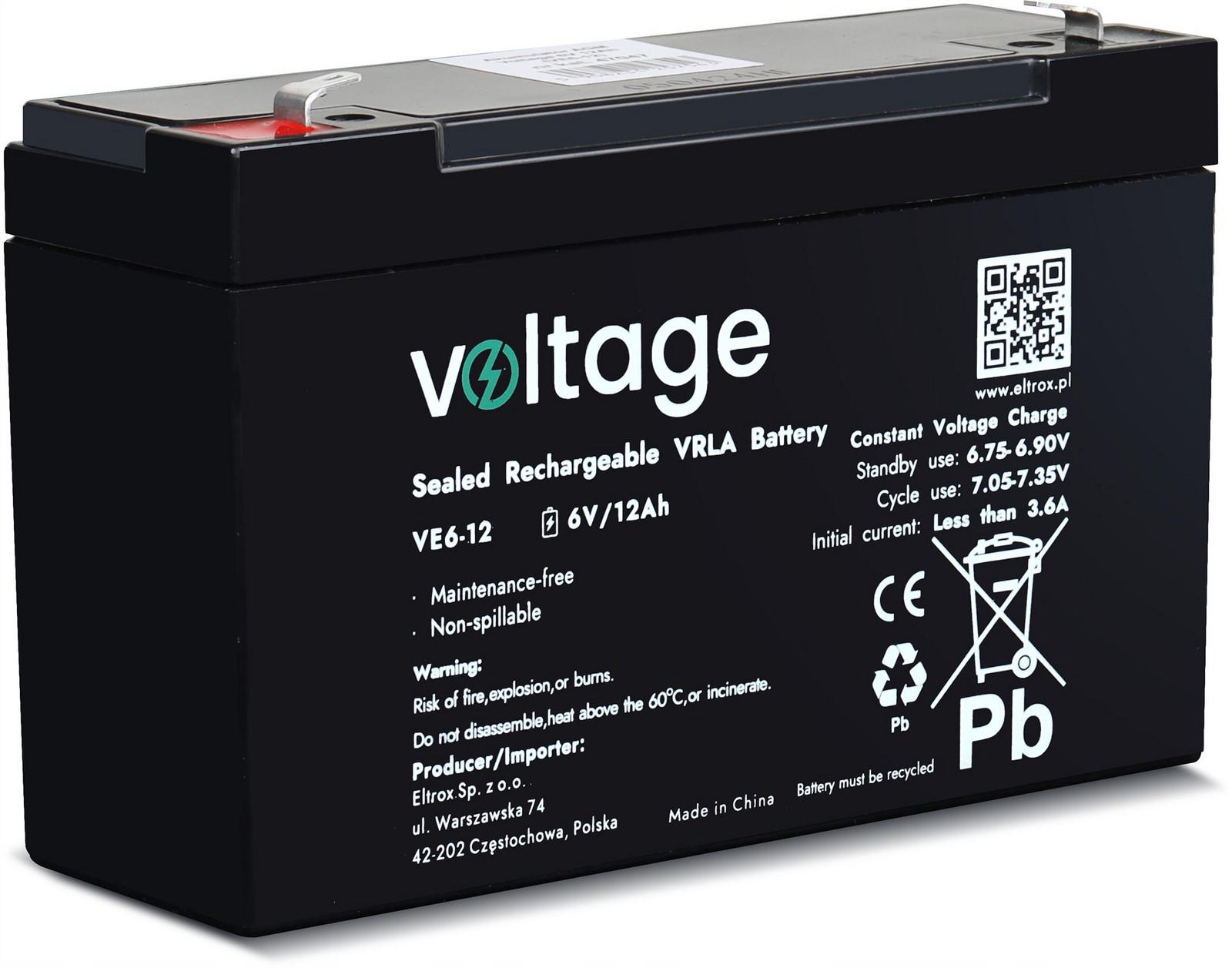 Akumulátor Agm Voltage 6V 12Ah VE6-12