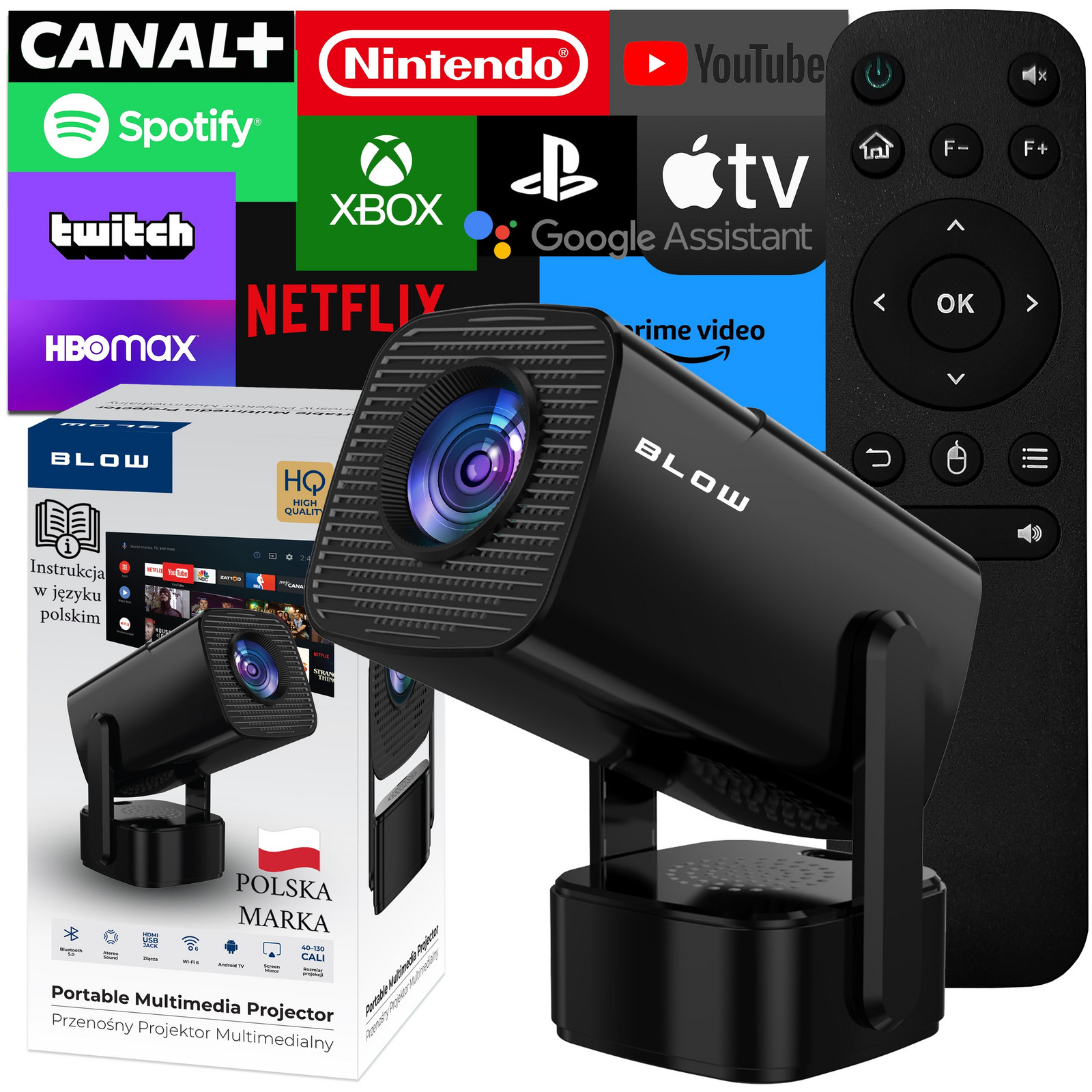 Přenosný Projektor Android Smart Tv Wifi Full Hd Pouzdro Reproduktor