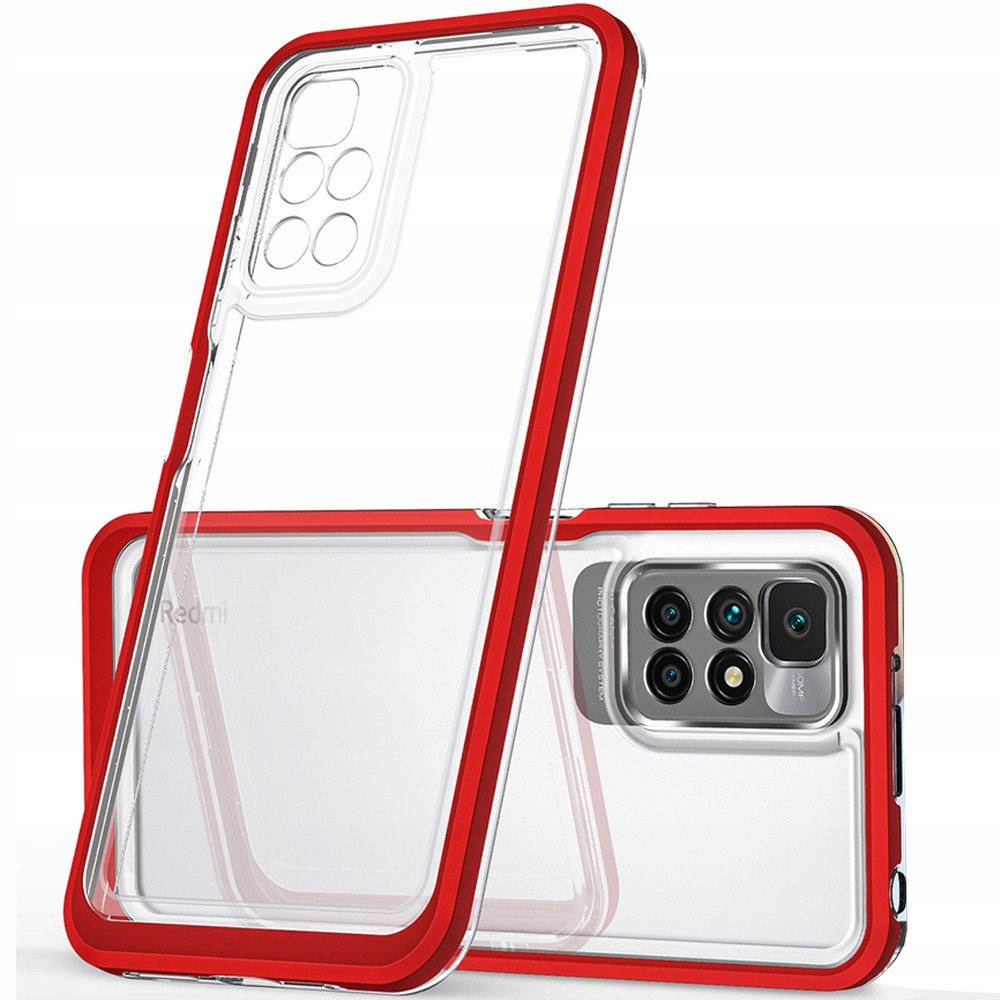 Clear Pouzdro Case Kryt Obal S Rámečkem Pro Xiaomi Redmi 10 Červené