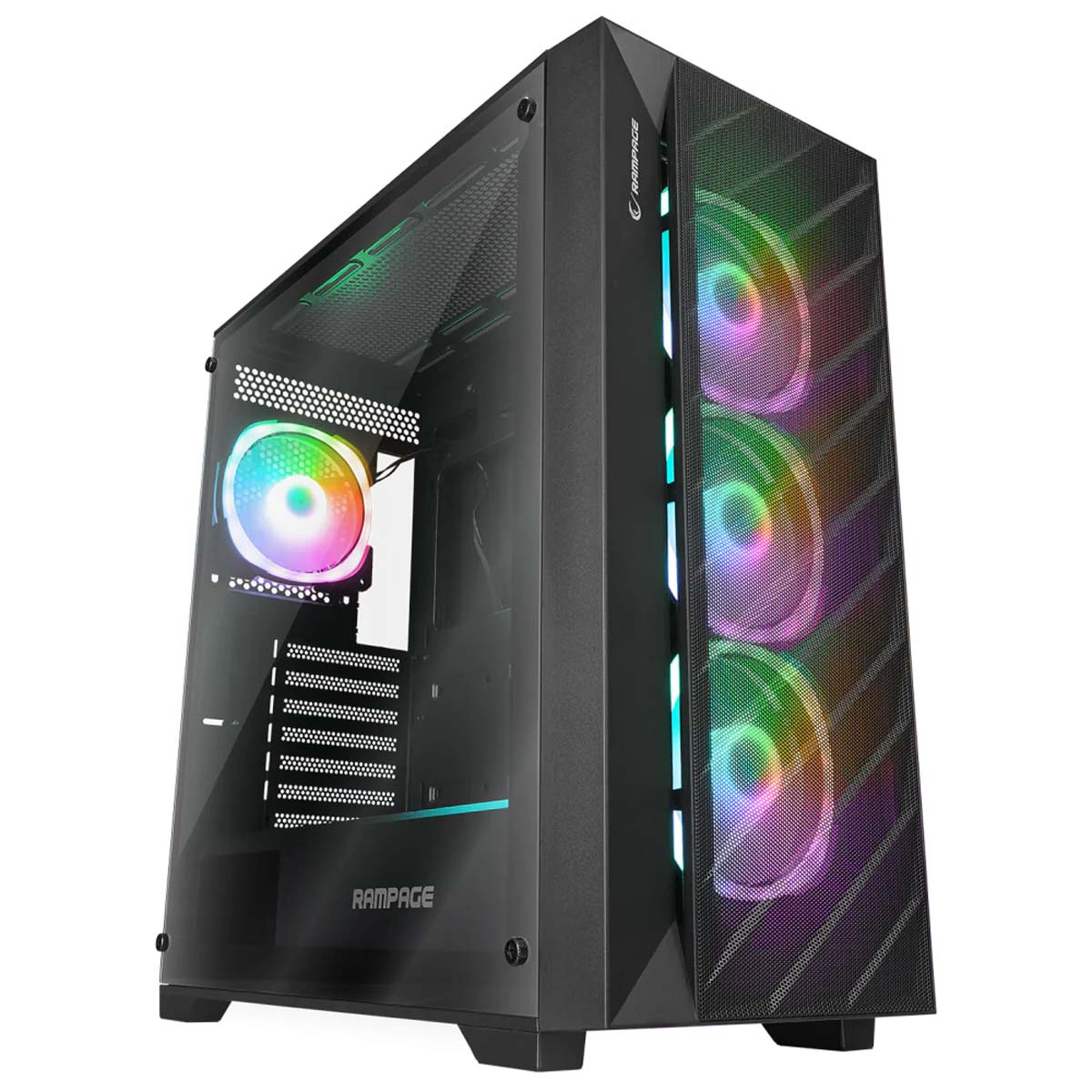 Rampage Prime Mesh Pc skříň 4x Argb ventilátor E-atx hub černá