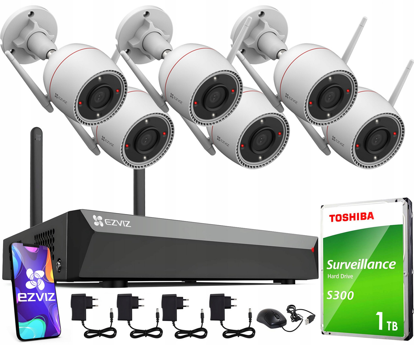 Monitorovací sada 6x H3C 4MPx WiFi Ip 2K+ Audio Detekce Rekordér 1TB