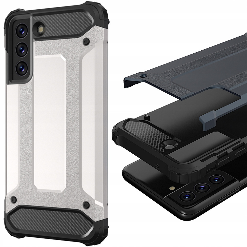 Hybrid Armor Pouzdro Case Kryt Obal Pro Samsung Galaxy S21 Fe Stříbrný