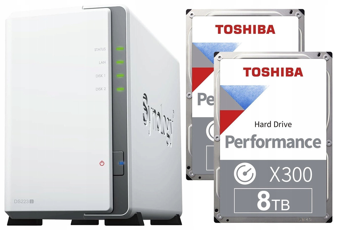 Nas server Synology Diskstation DS223j 16TB (2x8TB) Toshiba X300 Hdd