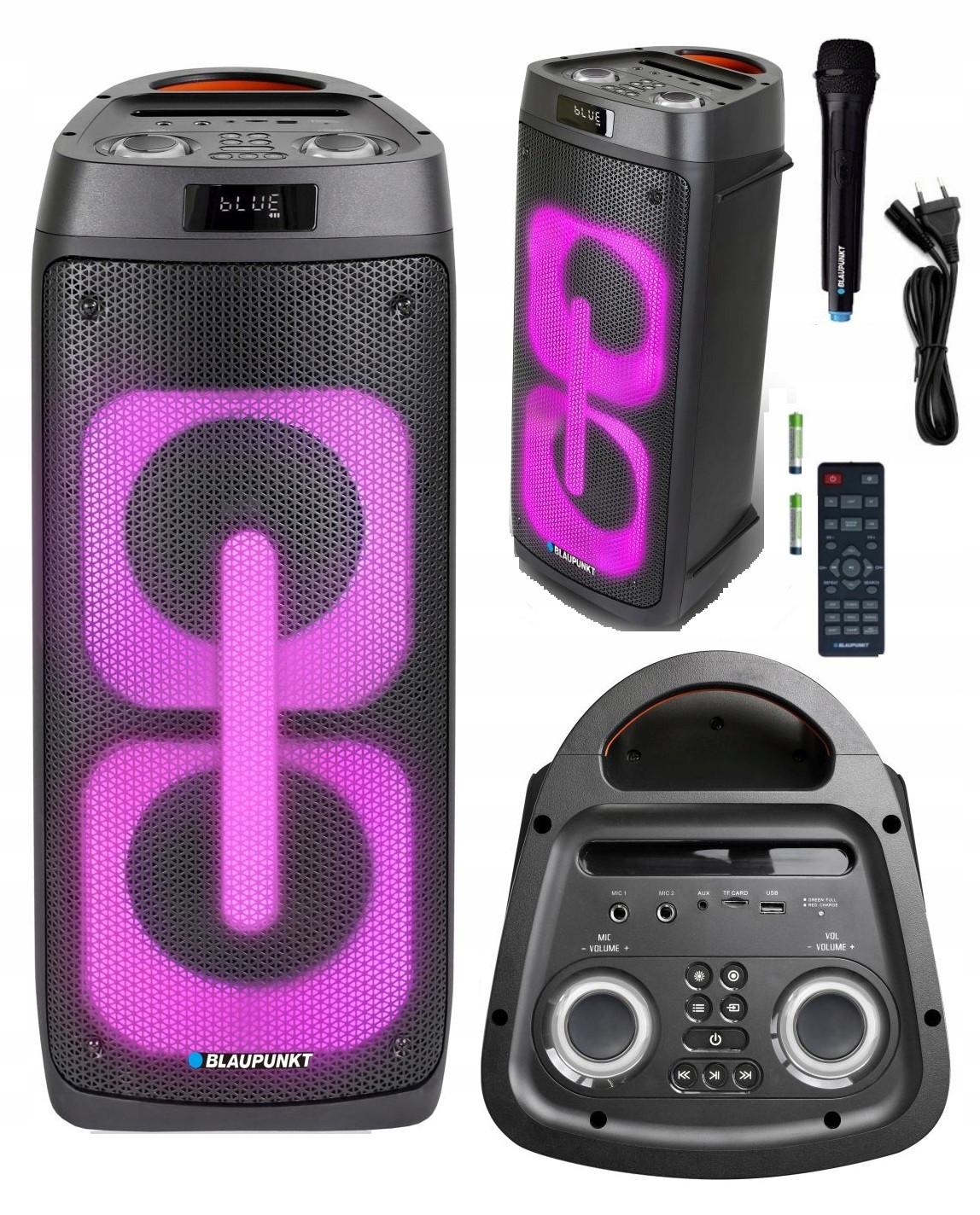 Aktivní Sloupec Partybox Blaupunkt PB50LED Karaoke Led Dálkové Ovládání Aux Usb Bt Fm
