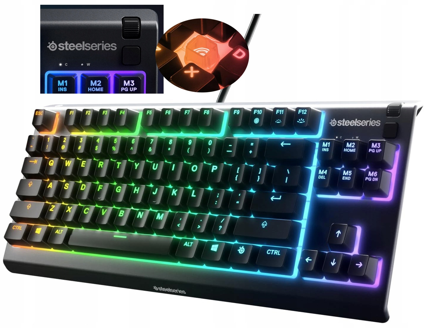 Multiediální Tichá Slim Herní Klávesnice Steelseries Apex 3 Tkl Us Rgb