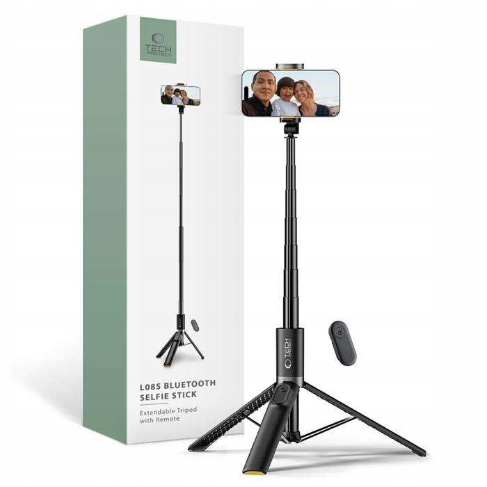 Tech-protect L08S Bluetooth Držák Selfie Tyče Tripod Black