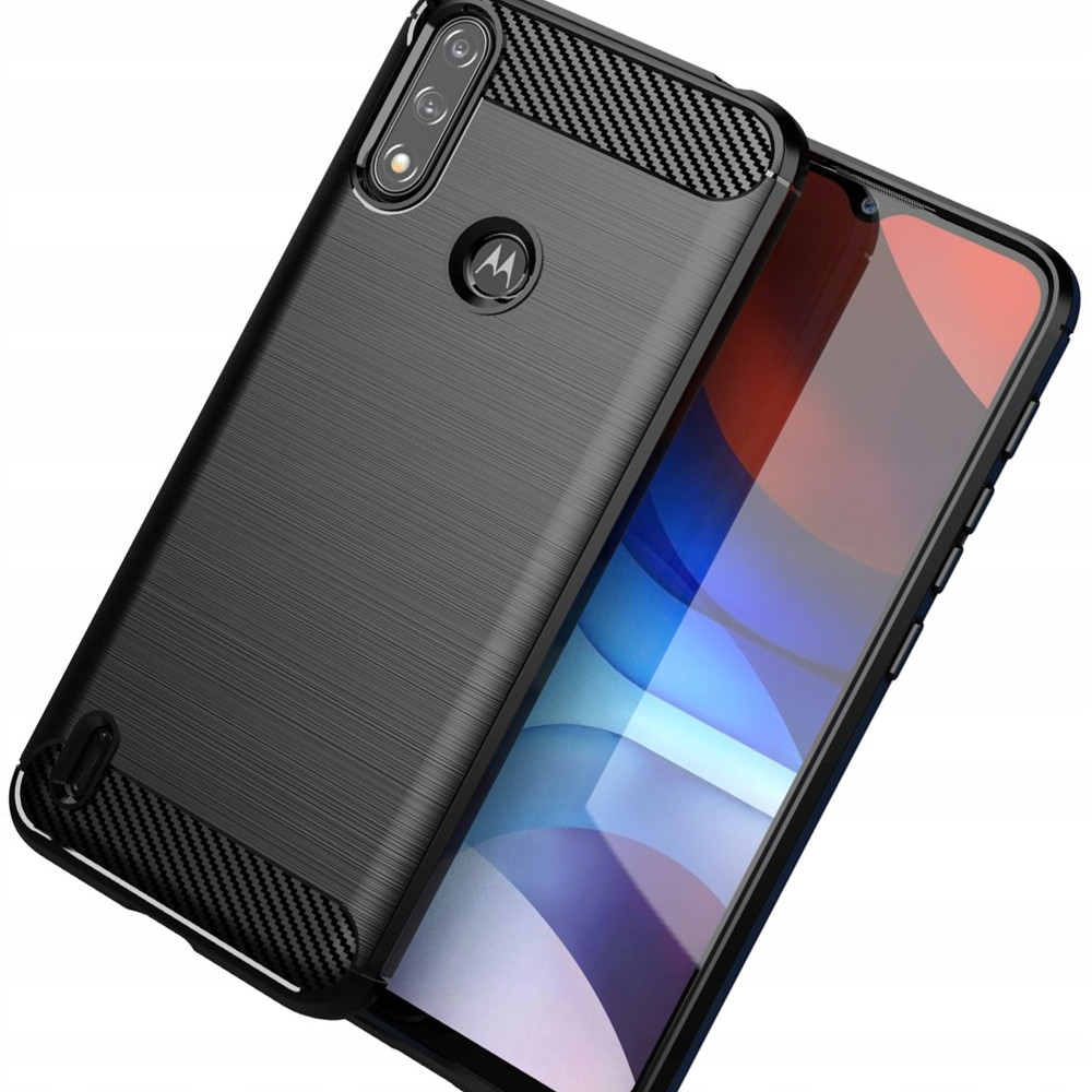 Carbon Case Pouzdro Case Kryt Obal Pro Motorola Moto E7 Power Černé