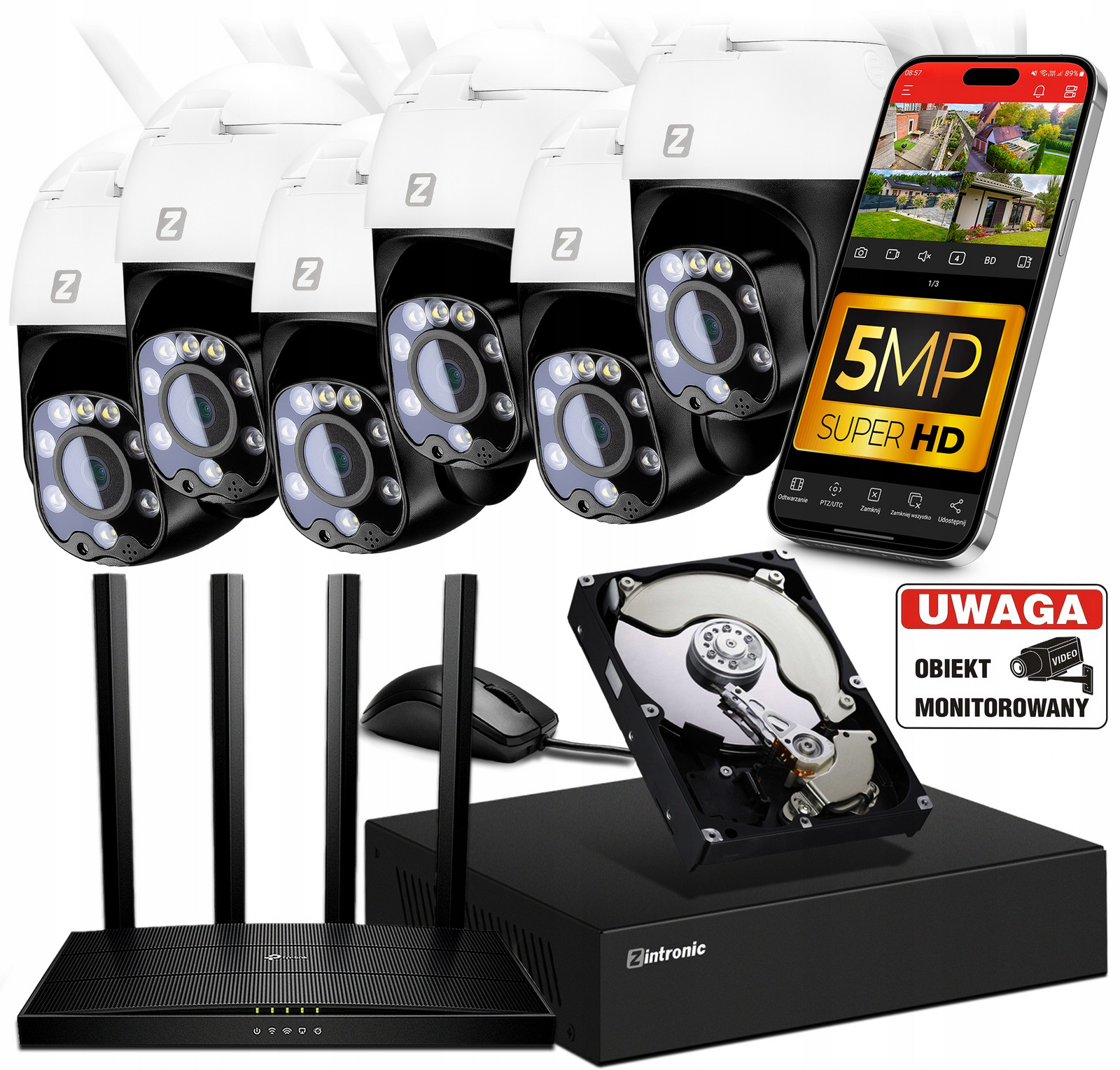 Sada pro Monitorování 6 Wifi Ip kamer 5MPx 2K