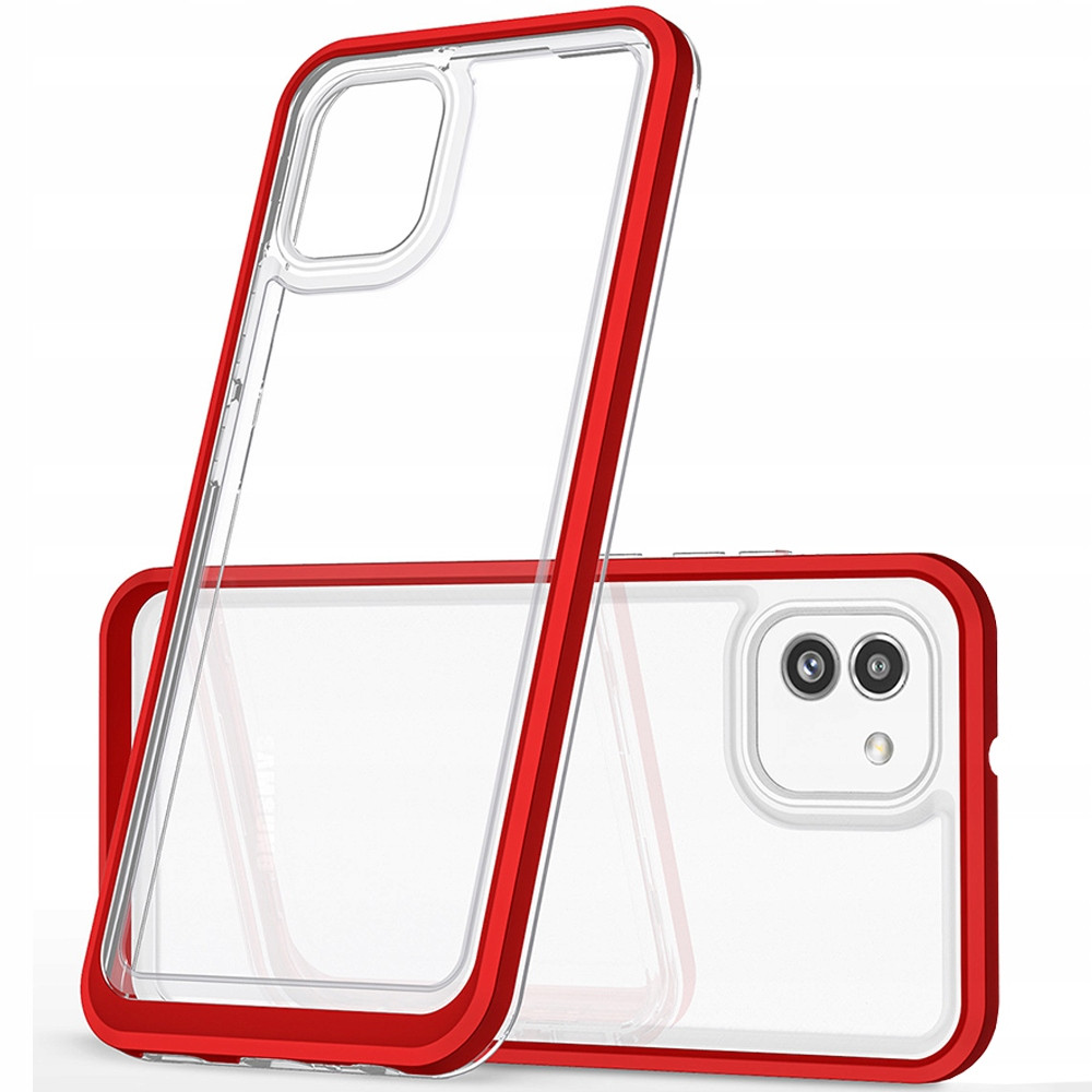 Clear Pouzdro Case Kryt Obal S Rámečkem Pro Samsung Galaxy A03 Červené