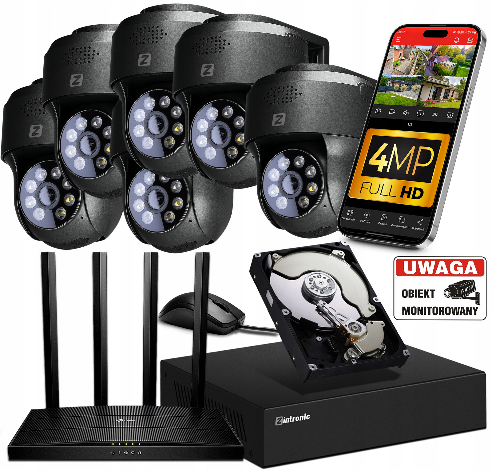 Sada pro Ip Monitorování WiFi 6 Kamer P4 Dark WiFi 4MPx