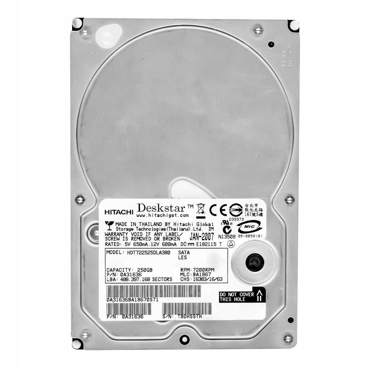 DeskStar T7K250 250GB 7.2k 8MB Sata II 3.5'' HDT722525DLA380