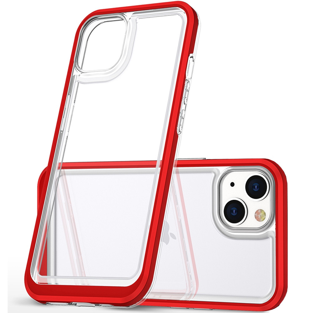 Clear Pouzdro Case Kryt Obal Pouzdro S Rámečkem Pro Iphone 14PLUS Červené