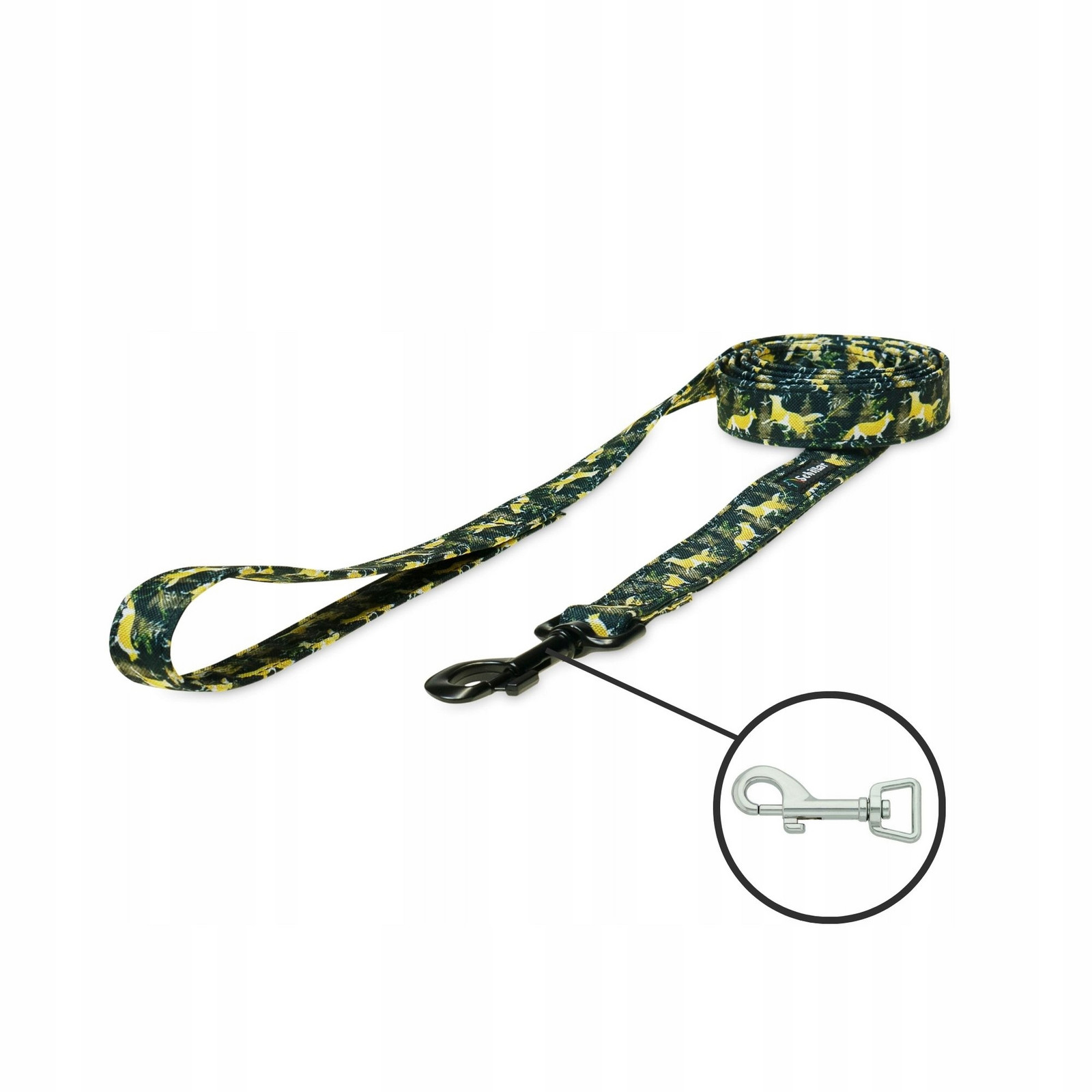 Vodítko městské pro malého středního psa černé zlaté lišky 150cm 20mm S M