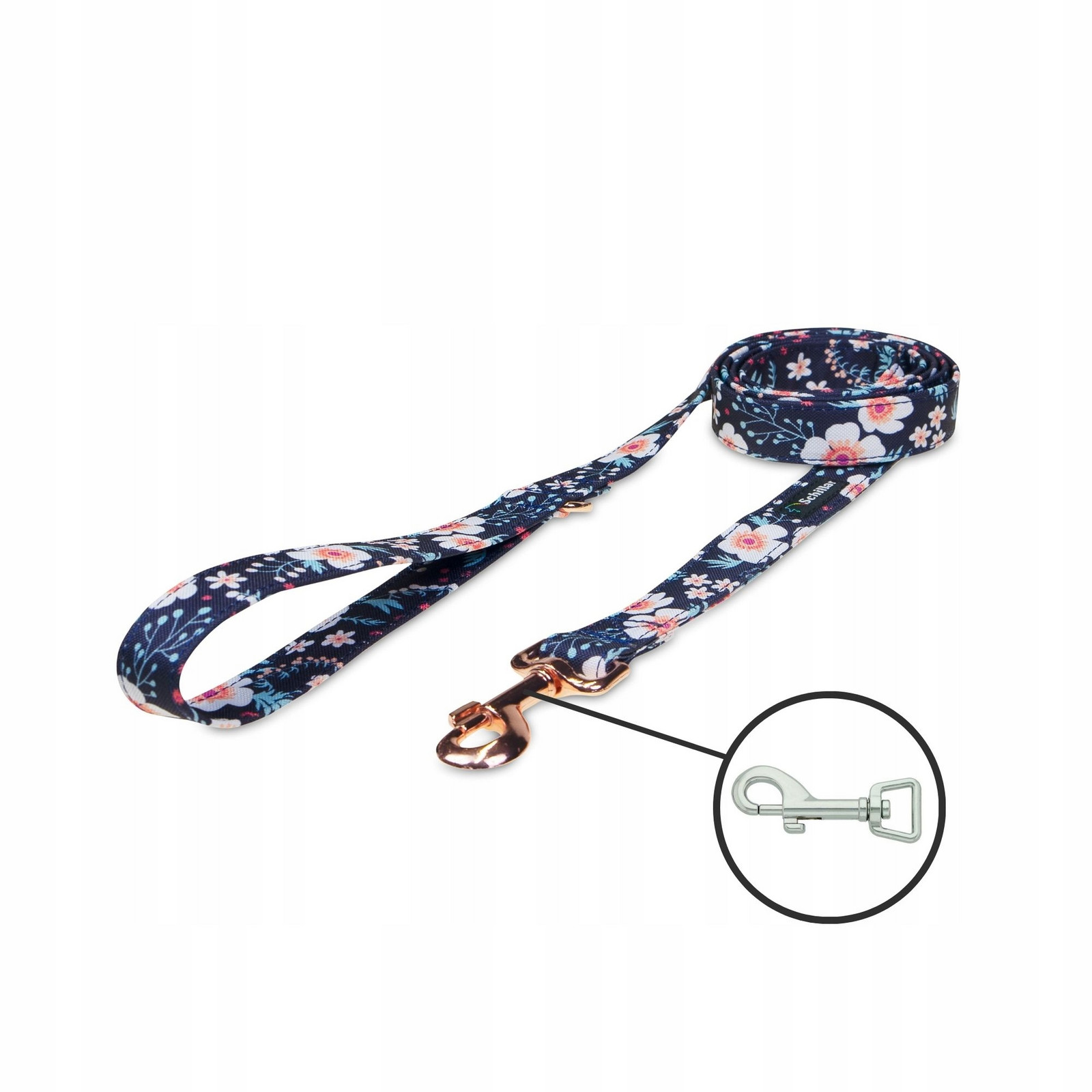 Vodítko městské pro malého středního psa small white flowers 200cm 20mm S M