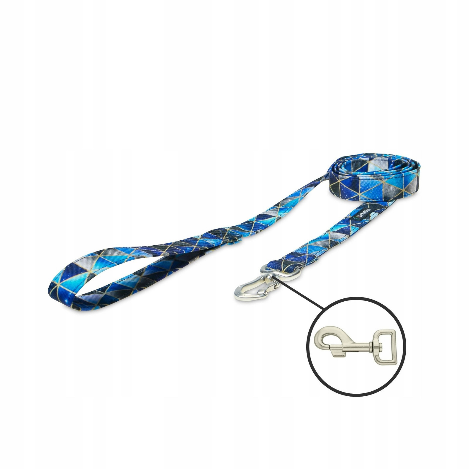 Vodítko městské pro velkého středního psa modré trojúhelníky 150cm 25mm L XL