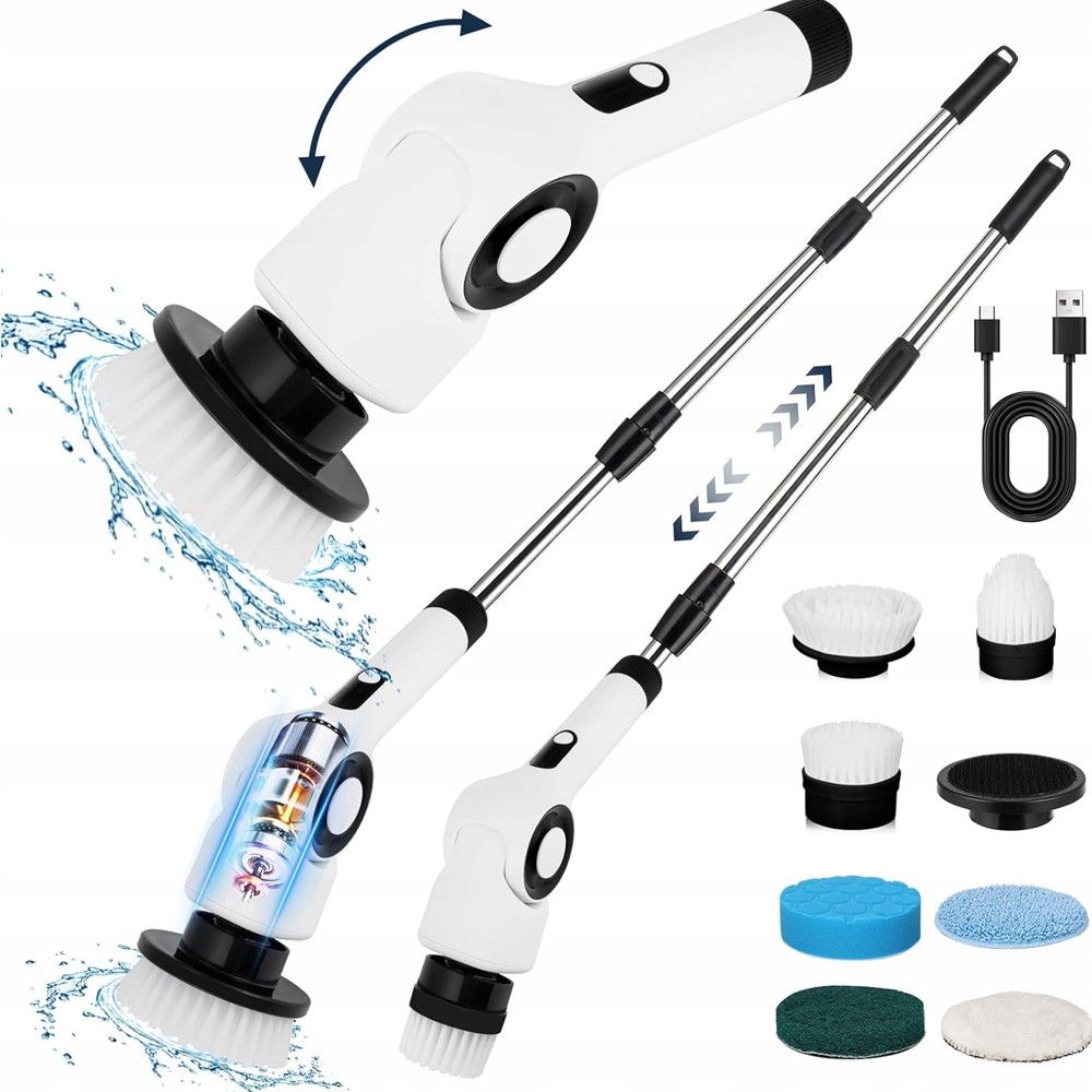 Elektrický čisticí vířivý kartáč se 7 hlavami kartáčů na dlaždice