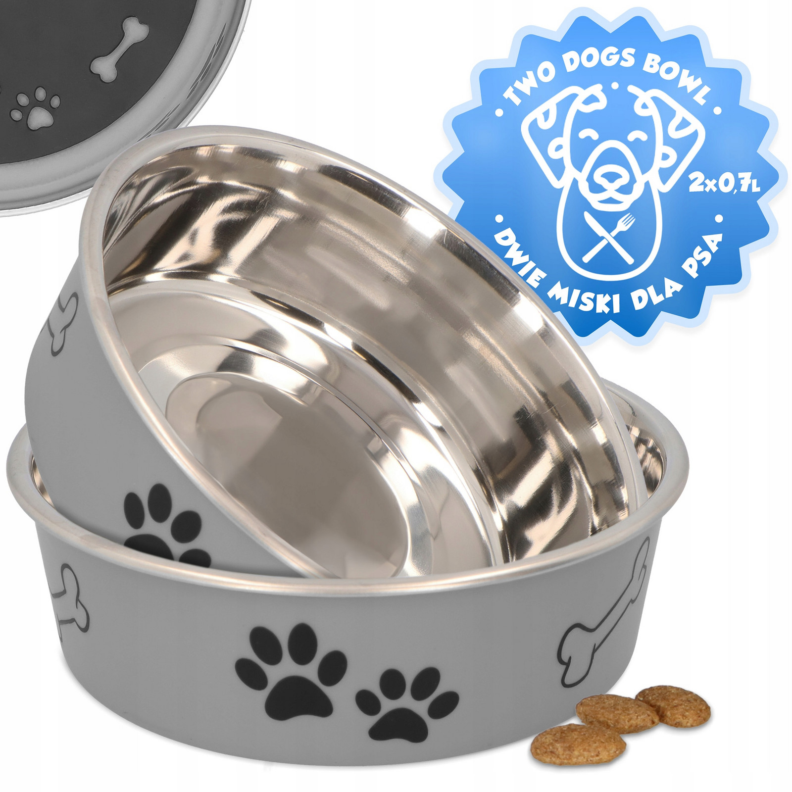 2x Miska Psa 0,7 Miska Kovová Nerezová ocel Vodu Krmivo Velkých psů
