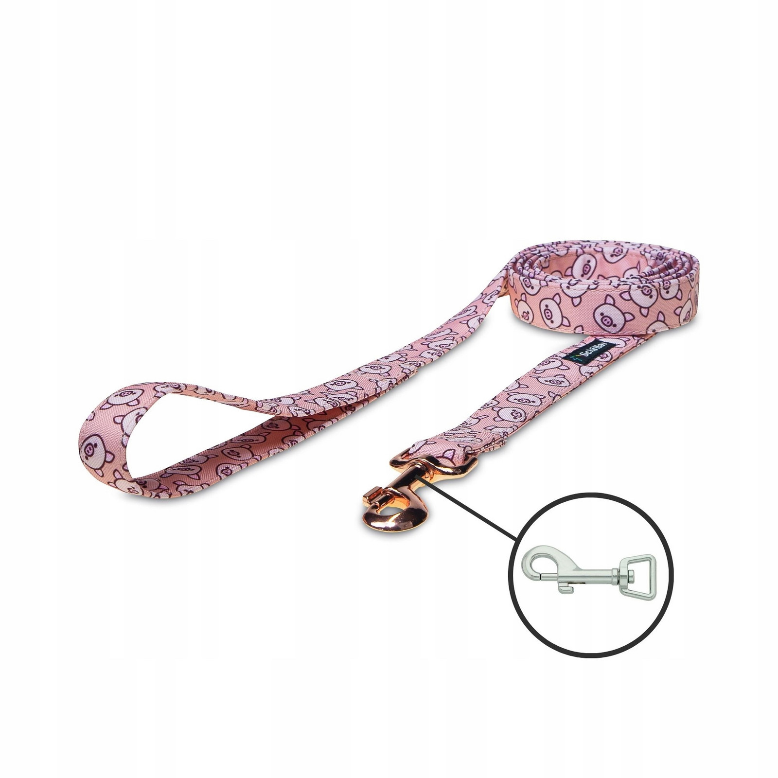 Vodítko městské pro malého středního psa prasátka růžové 200cm 20mm S M