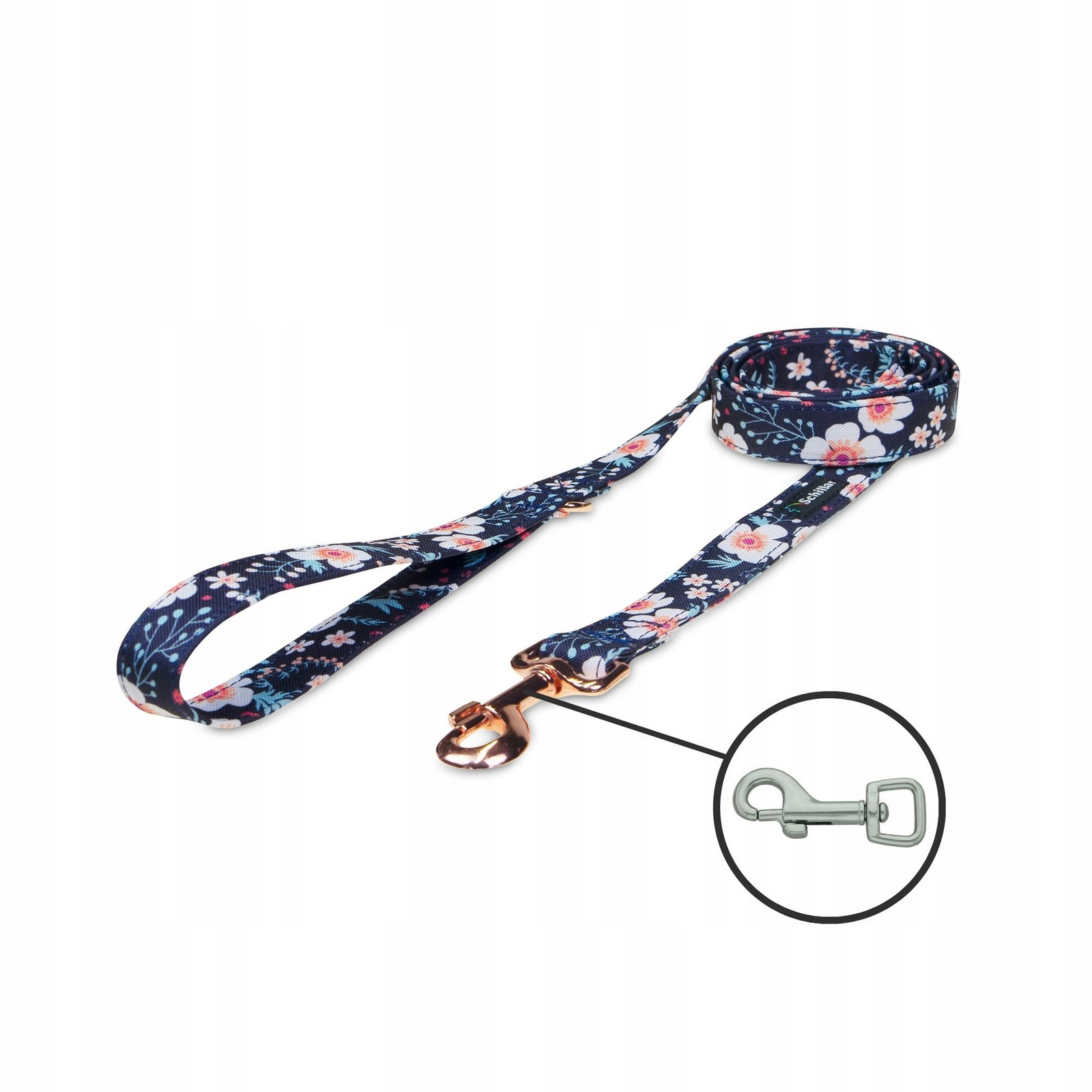 Vodítko městské pro malého psa small white flowers květy 150cm 15mm Xxs Xs