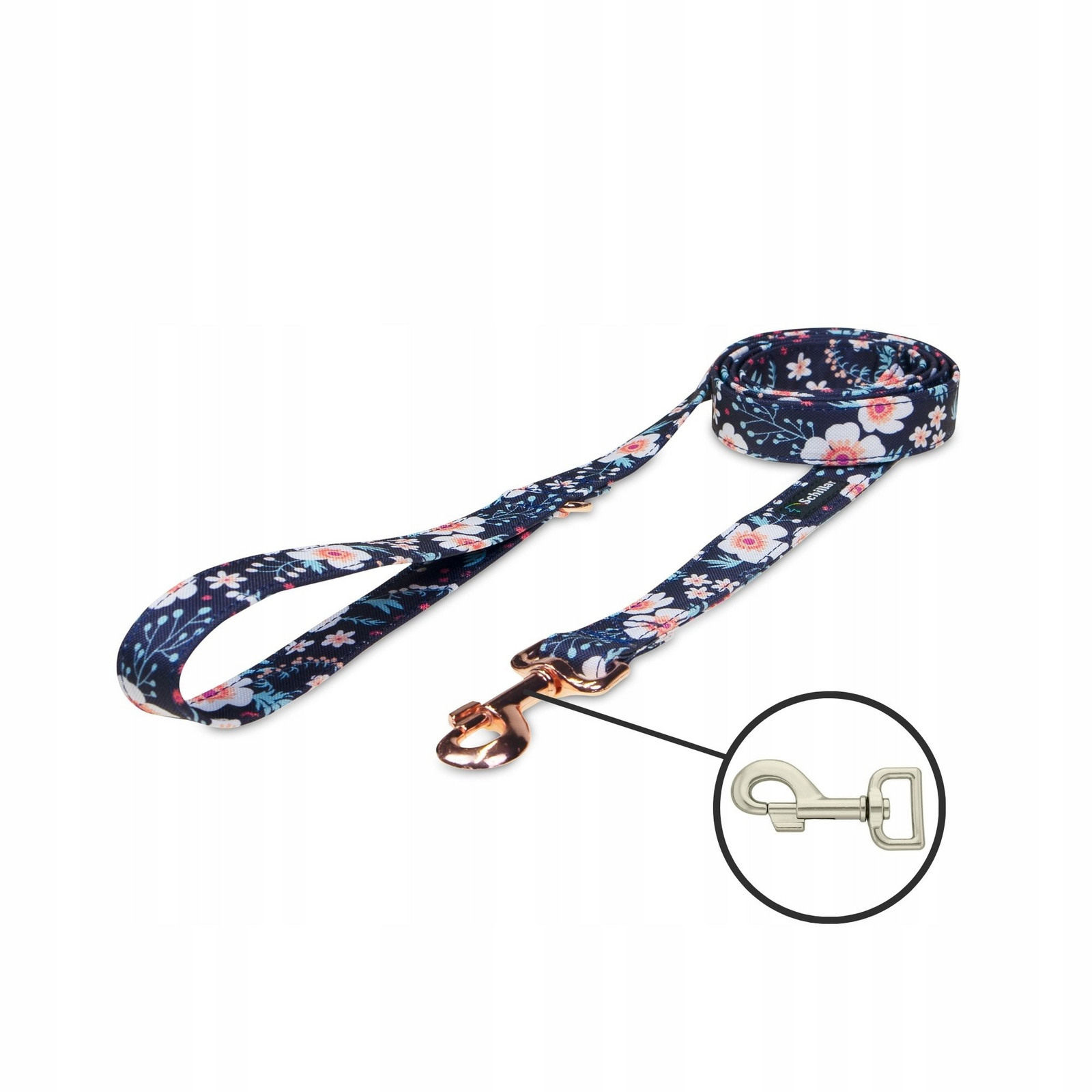 Vodítko městské pro velkého středního psa small white flowers 150cm 25mm L XL