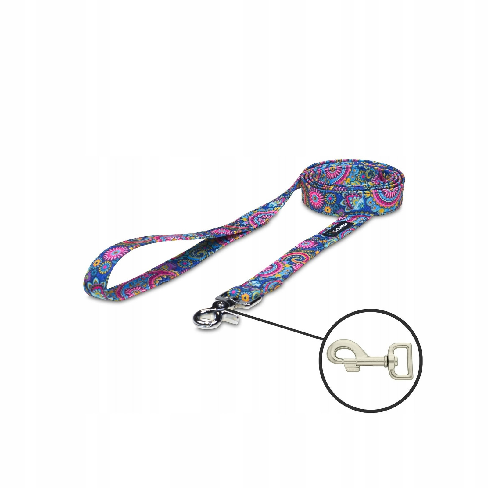 Vodítko městské pro velkého středního psa modré paisley 150cm 25mm L XL