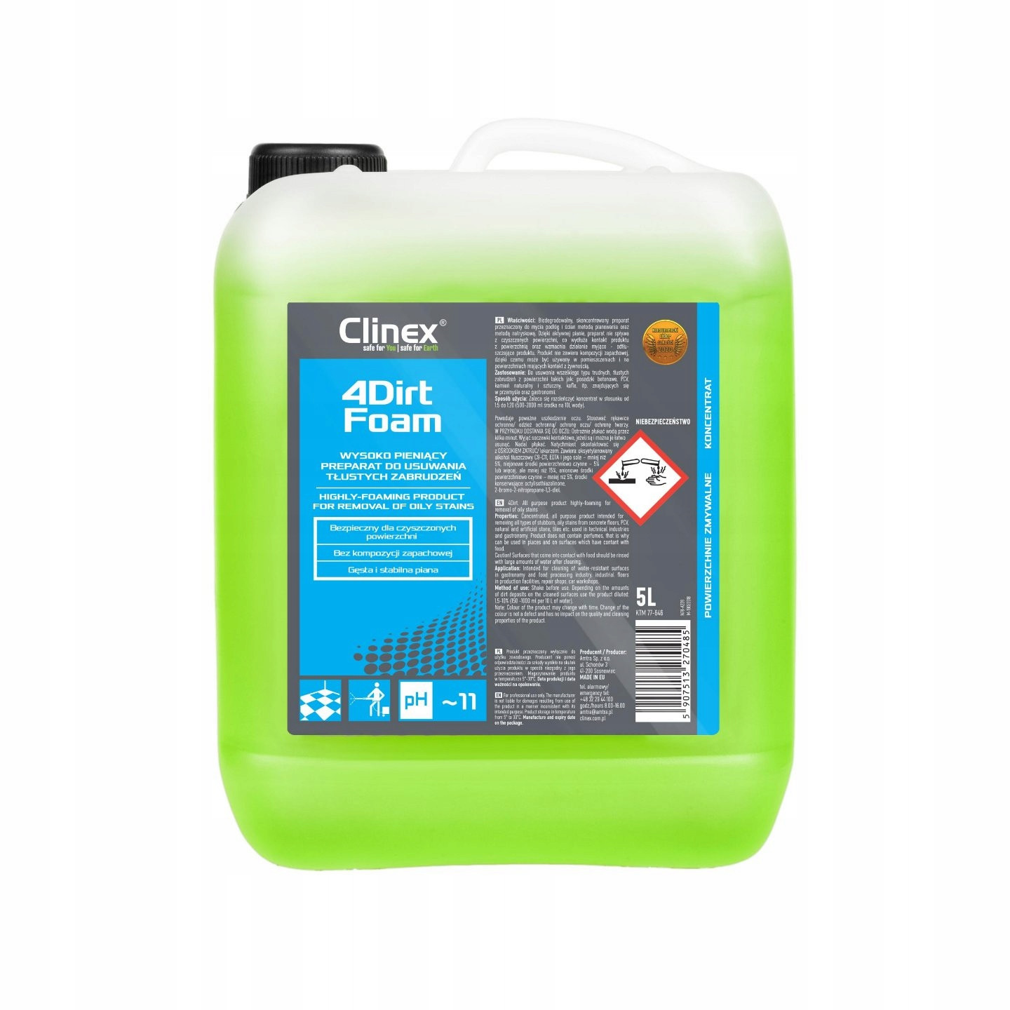 Odstranění mastných nečistot Clinex 4Dirt Foam 5L