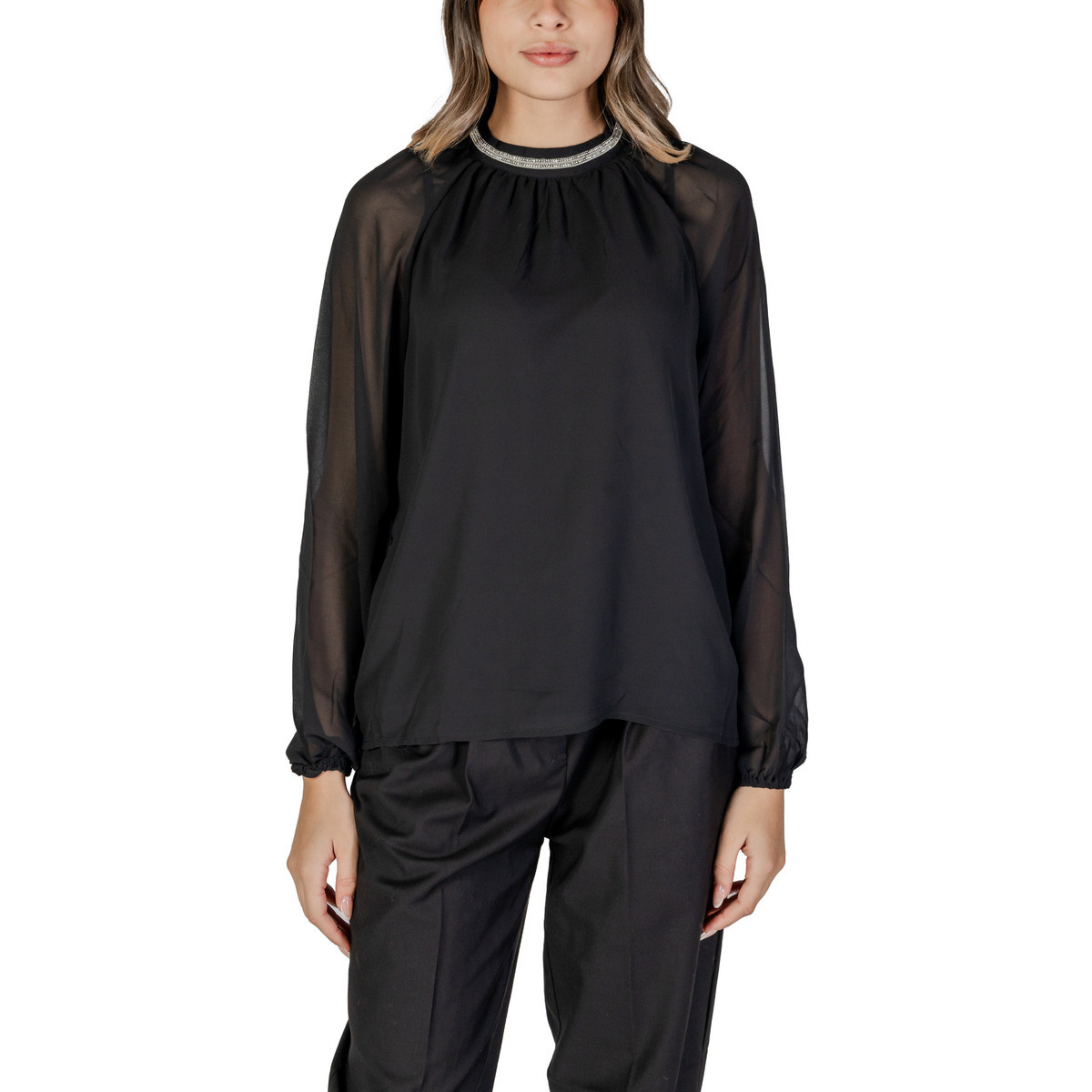 Vila  VIANLIS HIGH NECK L/S TOP/R 14100380  Černá