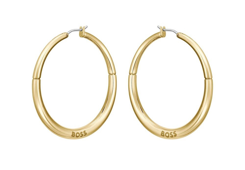 Hugo Boss Pozlacené kruhové náušnice June 1580570