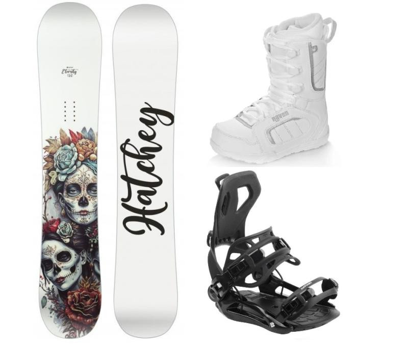 Hatchey Eternity dámský snowboard + Hatchey Fastec vázání + Raven Pearl white boty