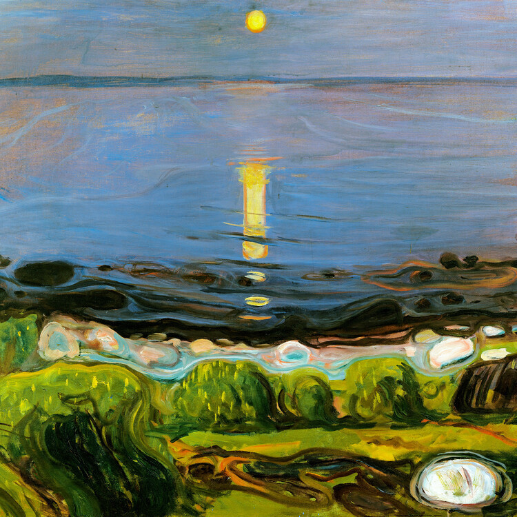 Edvard Munch Obrazová reprodukce Summer Night by the Beach, Edvard Munch, 40 × 40 cm