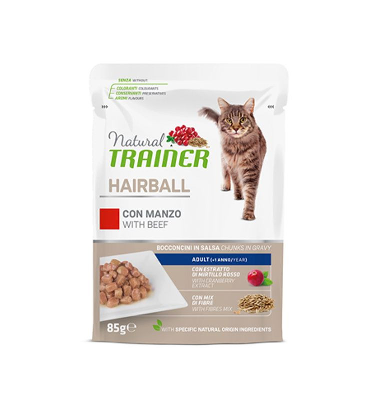 Kaps. Trainer Natural CAT SP. HAIRBALL hovezi  85g