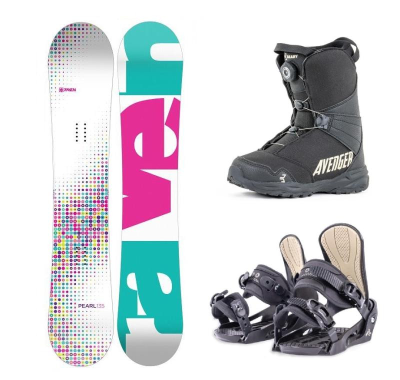 Raven Pearl white snowboard + Beany Junior vázání + Beany Avenger BS boty