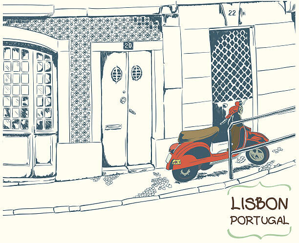 tasza_natasha Ilustrace Lisbon street sketch, tasza_natasha, 40 × 30 cm