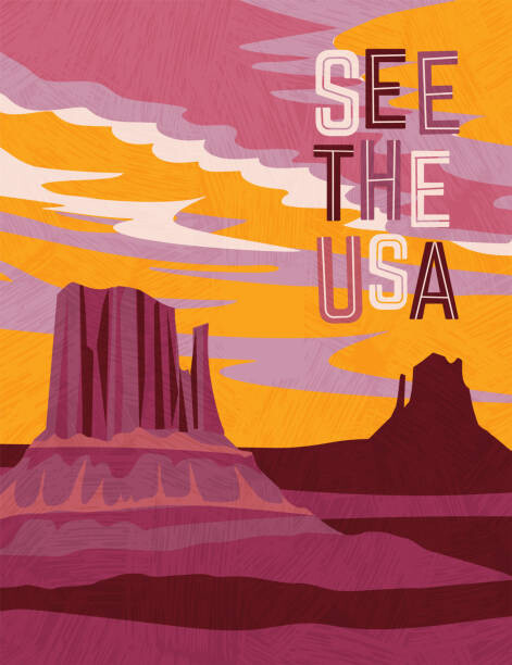 teddyandmia Ilustrace USA travel poster design template. Southwest, teddyandmia, 30 × 40 cm