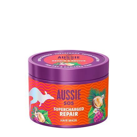 Aussie SOS Supercharged Repair Hair Mask obnovující a vyživující maska pro poškozené vlasy 500 ml pro ženy