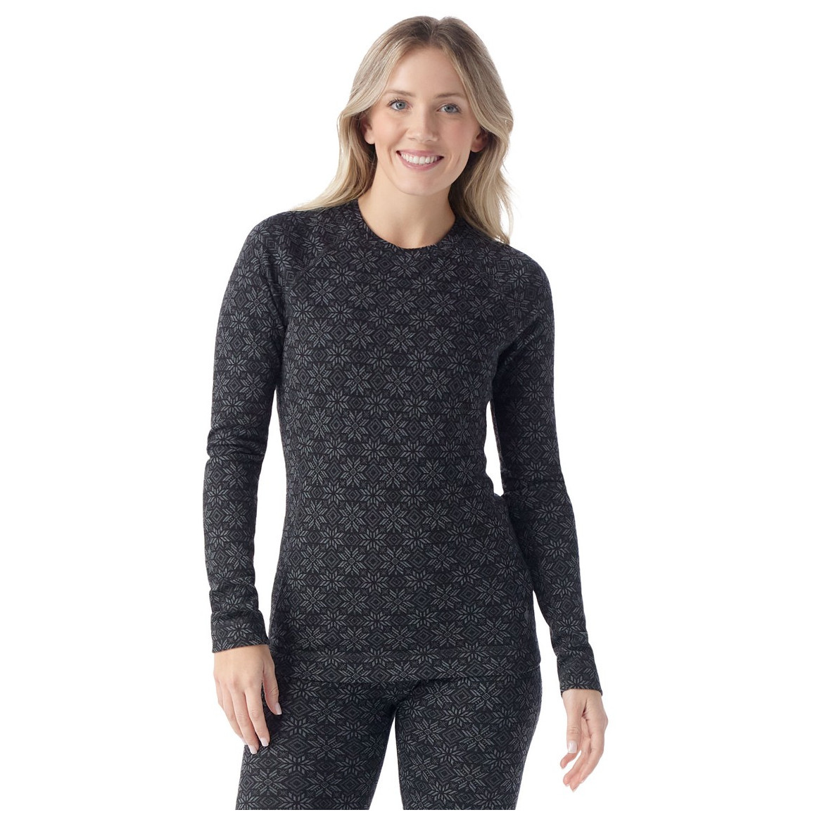 Dámské funkční triko Smartwool W Classic Thermal Merino BL Crew Boxed Velikost: S / Barva: černá/bílá