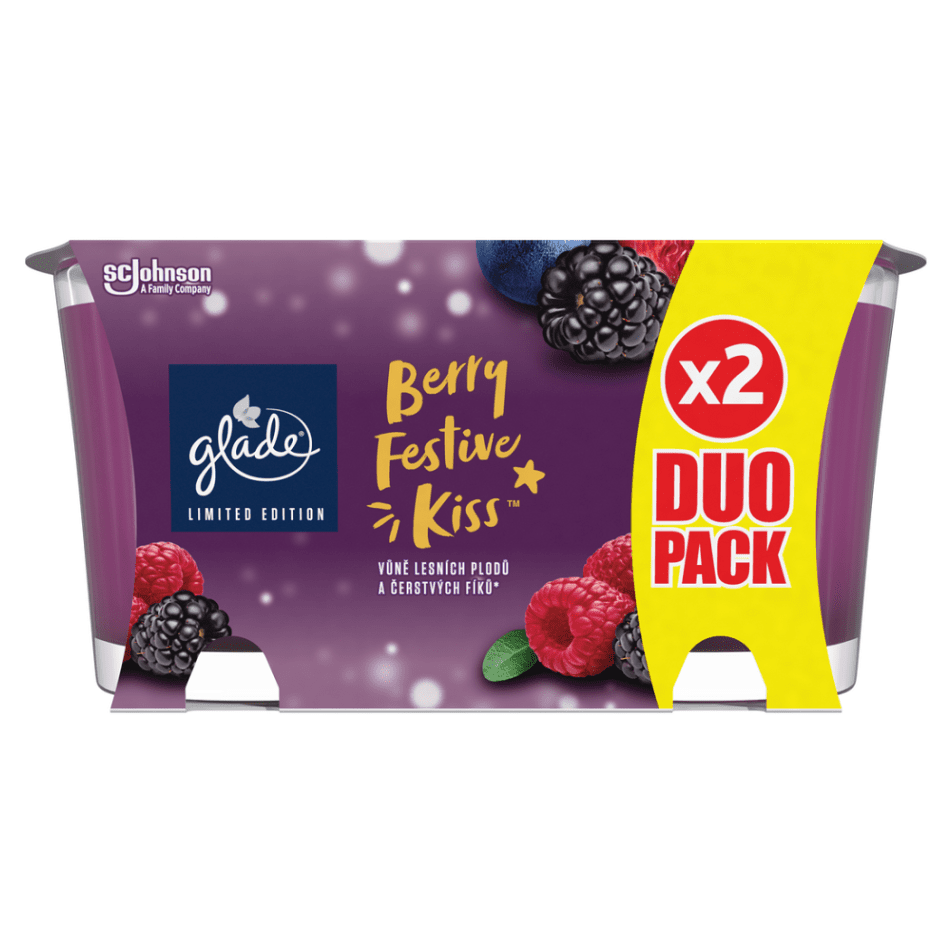 GLADE Berry Festive Kiss Svíčka vonná 2 x 112 g