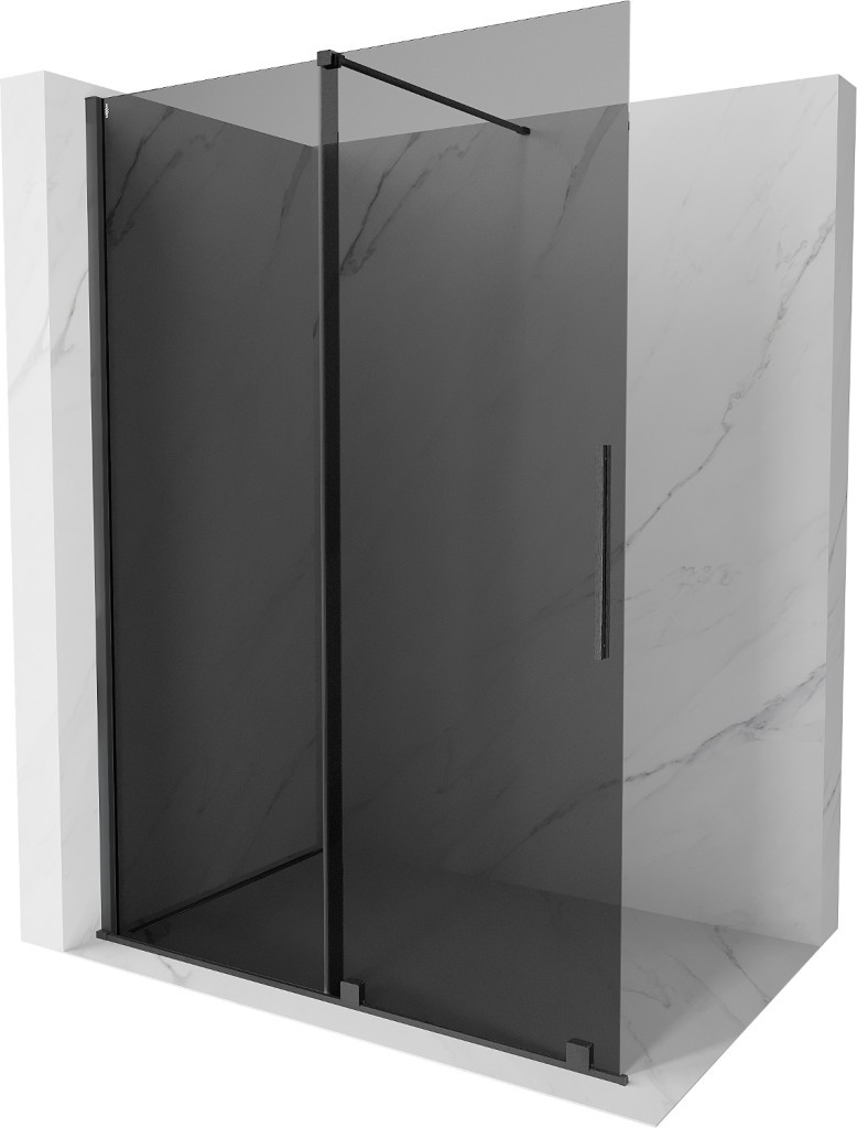 MEXEN/S Velar Sprchová zástěna posuvná Walk-in 140 x 200 cm, grafit 8 mm, grafit kartáčovaná 871-140-000-43-66