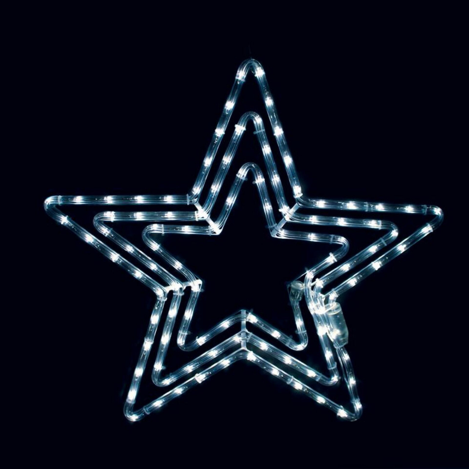 ACA Lighting Vánoční venkovní dekorace 3 hvězdy, 108 LED 4.5m hadice, studená bílá, FLASH efekt, IP44, 56cm, 1.5m napájecí kabel X081082231