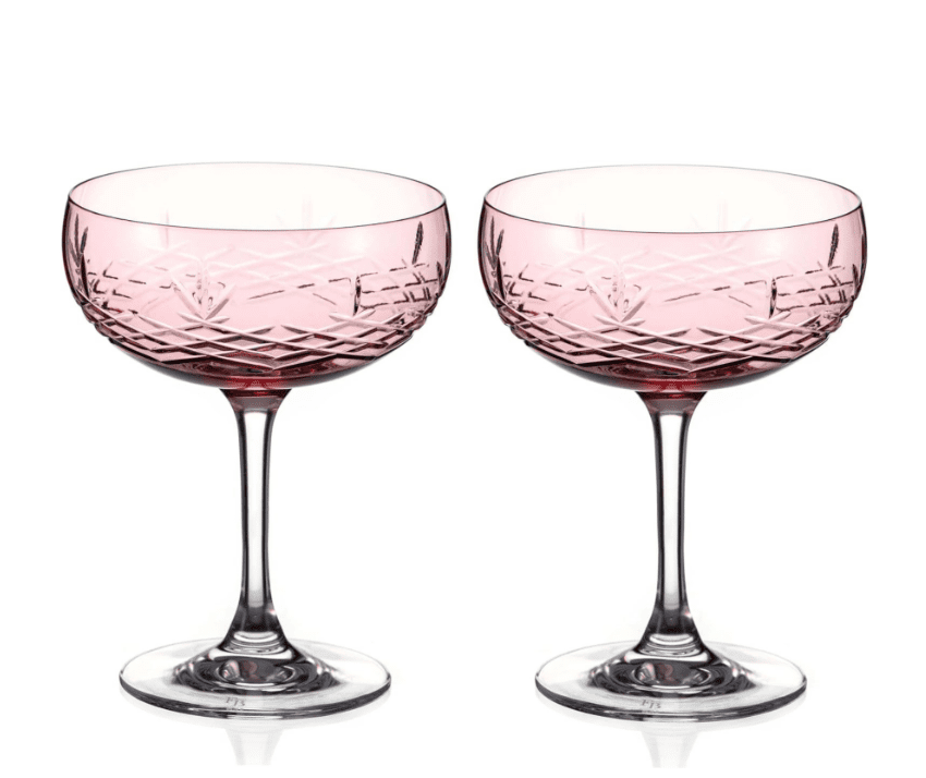 Diamante broušené sklenice na šampaňské Gatsby Crystal Pink 300 ml 2KS