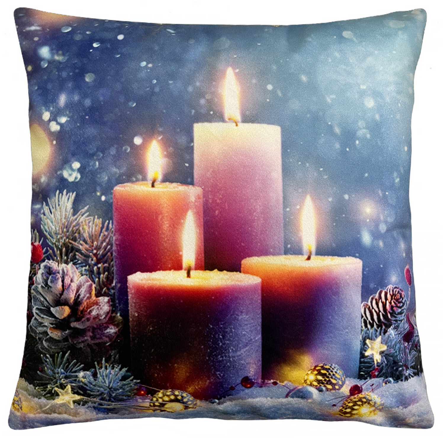 Vánoční polštář CHRISTMAS CANDLES I. 40x40 cm Mybesthome Varianta: Povlak na polštář, 40x40 cm