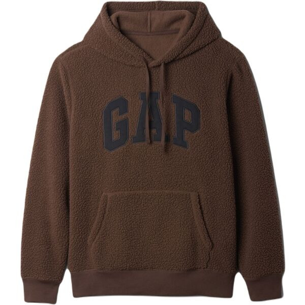 GAP V-FRCH LOGO TEDDY SHERPA Pánská mikina, hnědá, velikost