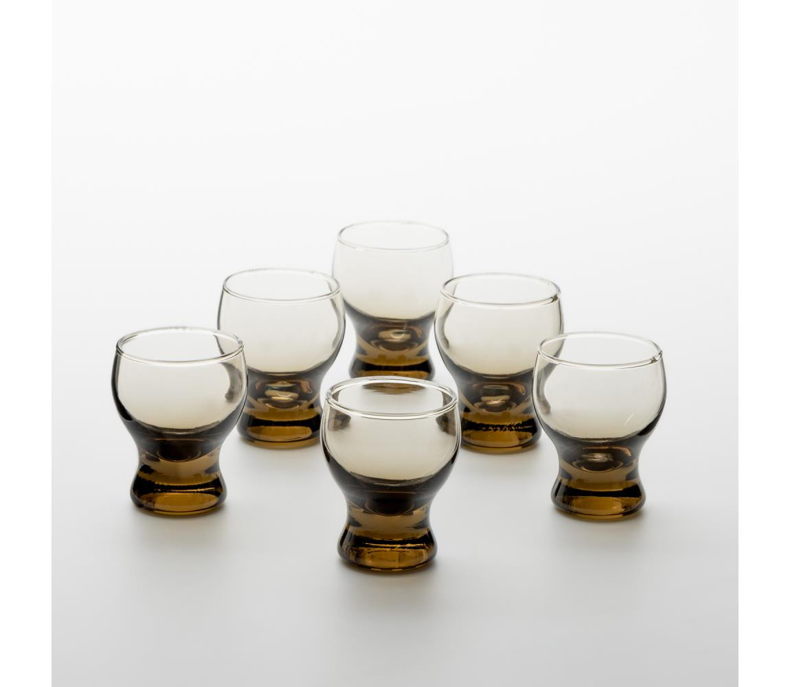 Sada 6x sklenice na likér čirá hnědá