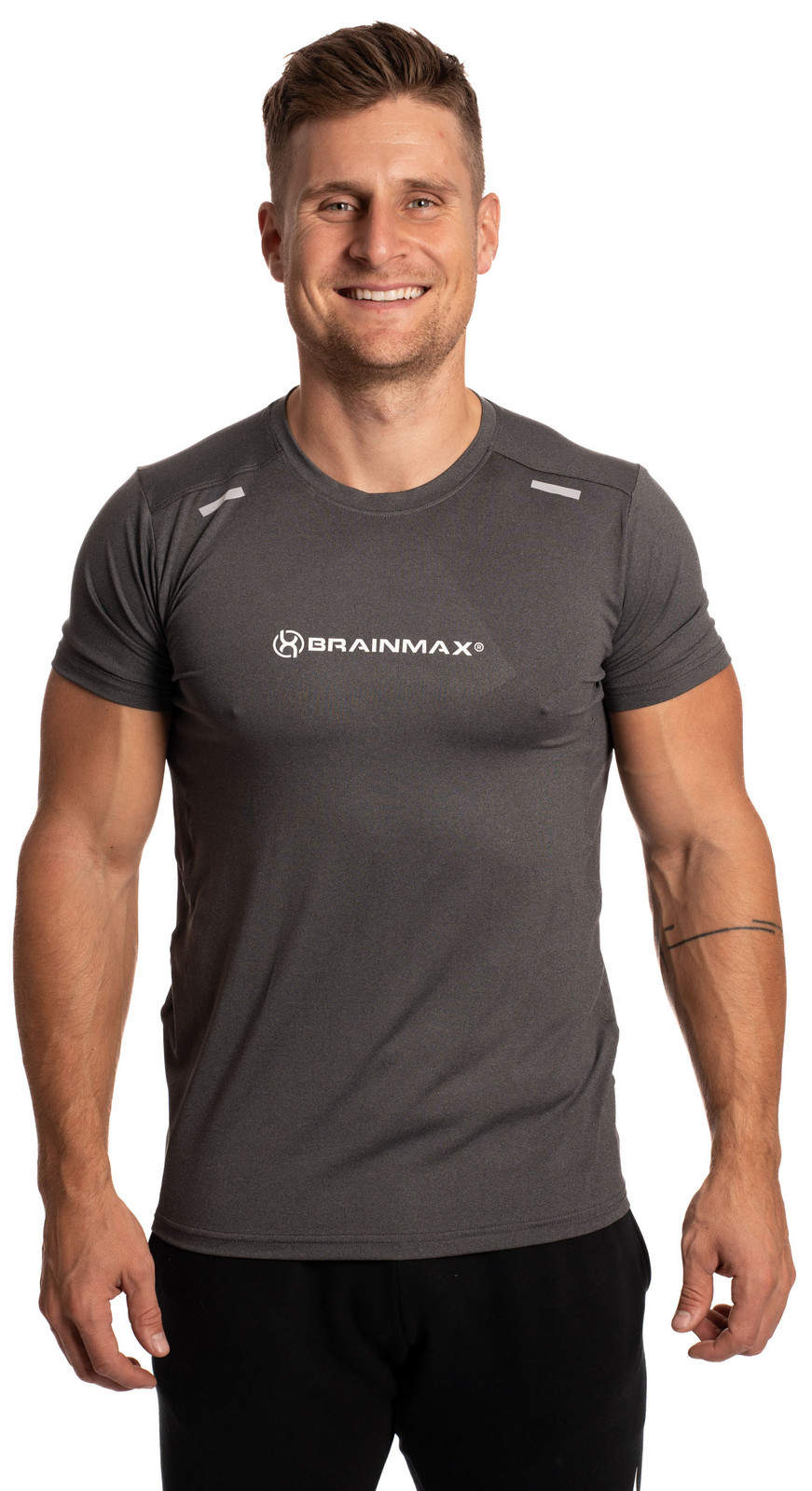 BrainMax pánské fitness triko, šedé Velikost: XL
